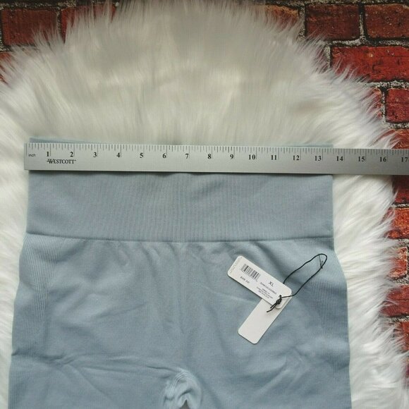 NWT WeWoreWhat Women's Ribbed Seamless Leggings Stretch Pearl Blue Active XL - Picture 8 of 12